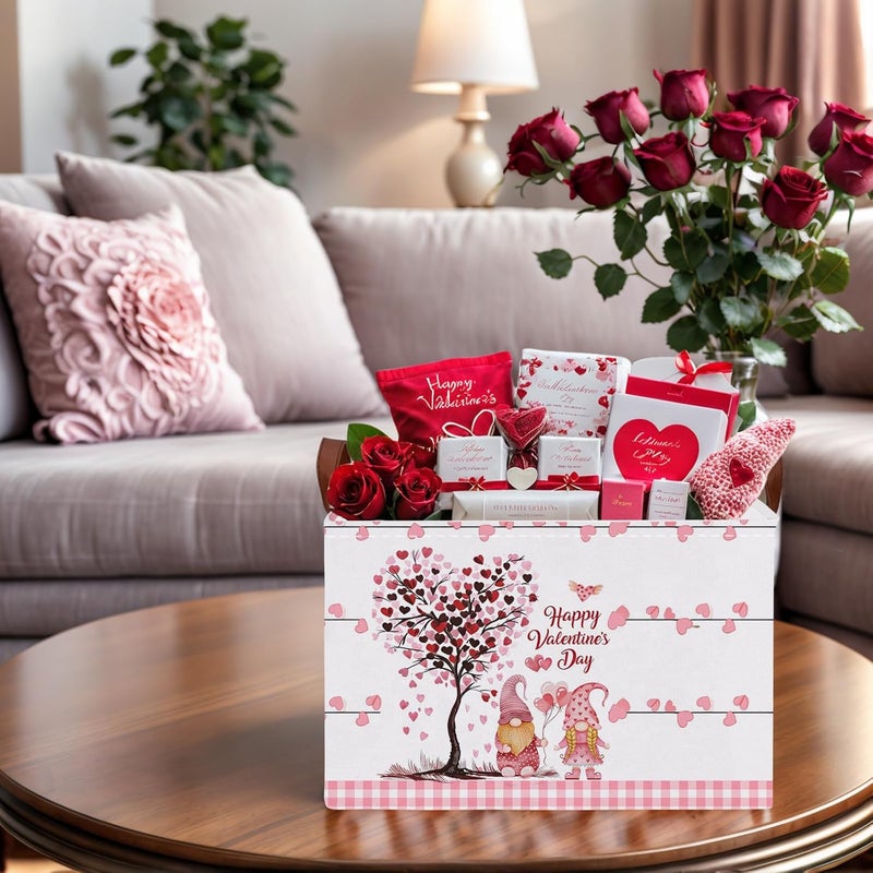 SETAMA Cute Large Valentine's Day Gift Basket Empty Heart Decor Storage Bin for Kid Baby Room Décor (Pink Dwarf Love Tree) - Image 5